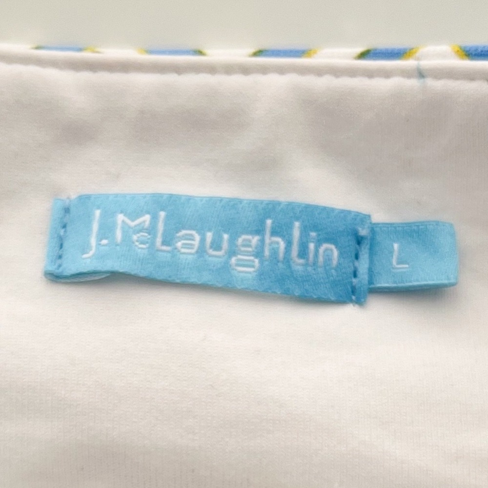 J.McLaughlin Catalina Cloth 1/4 Zip Pullover Geometric Print Large Blue Yellow - Picture 9 of 10